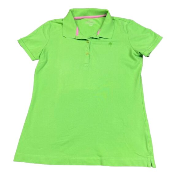 Lilly Pulitzer Tops - Lilly Pulitzer Chic Fit Green Polo Shirt Palm Tree Logo Pima Cotton Size M